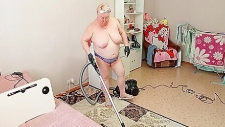 Stepmother-in-law Vacuums The Room