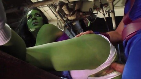 hulk woman endures merciless cock down the pussy and ass