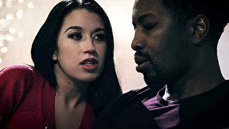 Sweet white babe Alex Coal jumps on a large black penis