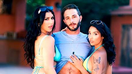 Big ass scene with innocent Vanessa Sky and Queenie Sateen from Mommys Boy